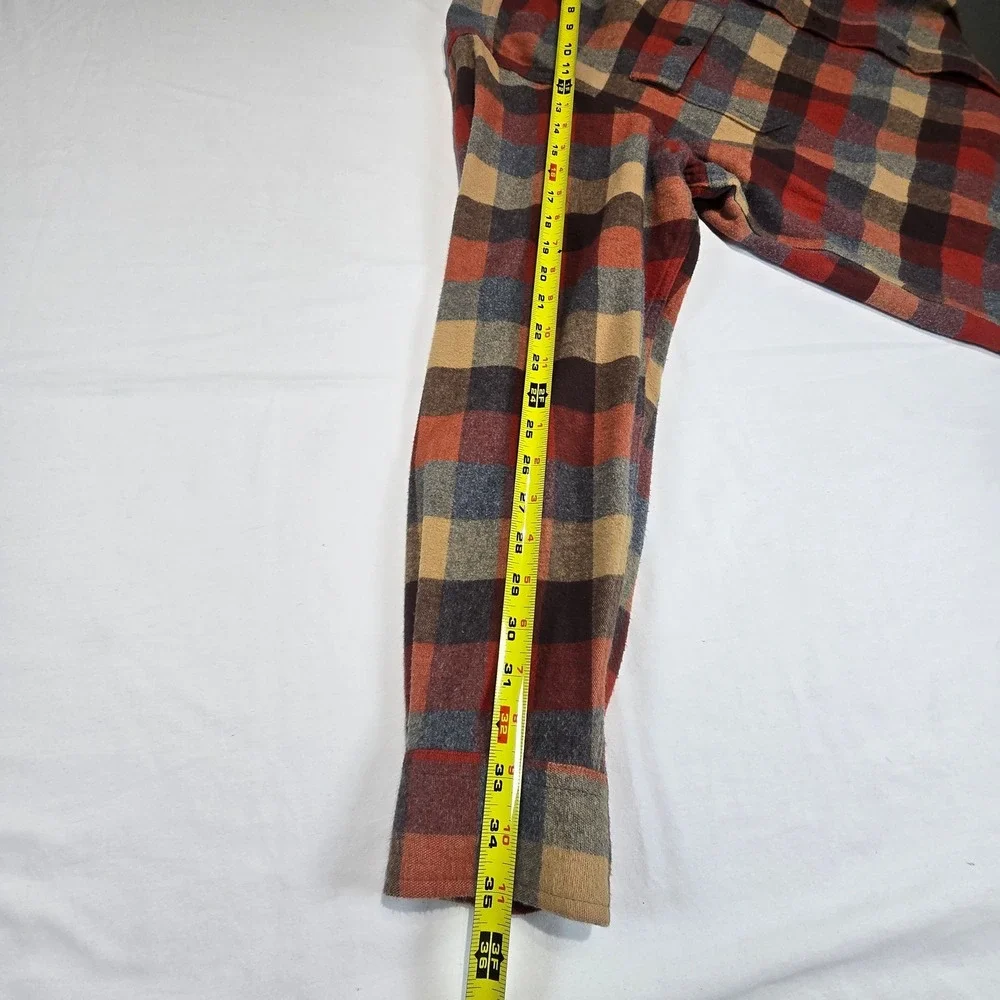 LL‎ Bean Mens Traditional Fit Flannel Shirt Plaid Red Orange Large L-REG 277981